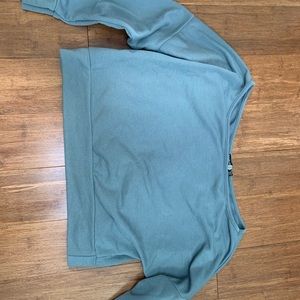 Blue-ish crewneck from Boohoo off the shoulder